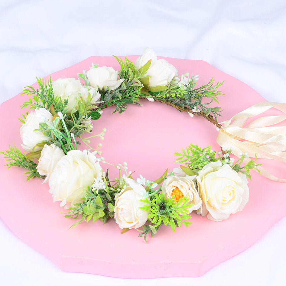 Hawaiian Wreath Bridal Fairy Simulation Starry Sky Flower Headwear Children's Photography Hair Accessories Hair Hoops - Korvel