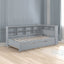 Wooden Twin Size DayBed with Twin Size Trundle, DayBed with Storage Shelf and USB Charging Ports,Grey - Korvel