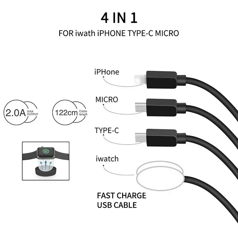 Mobile watch compatible with Apple iWatch four in one wireless charging cable digital wireless charger round four in one - Korvel