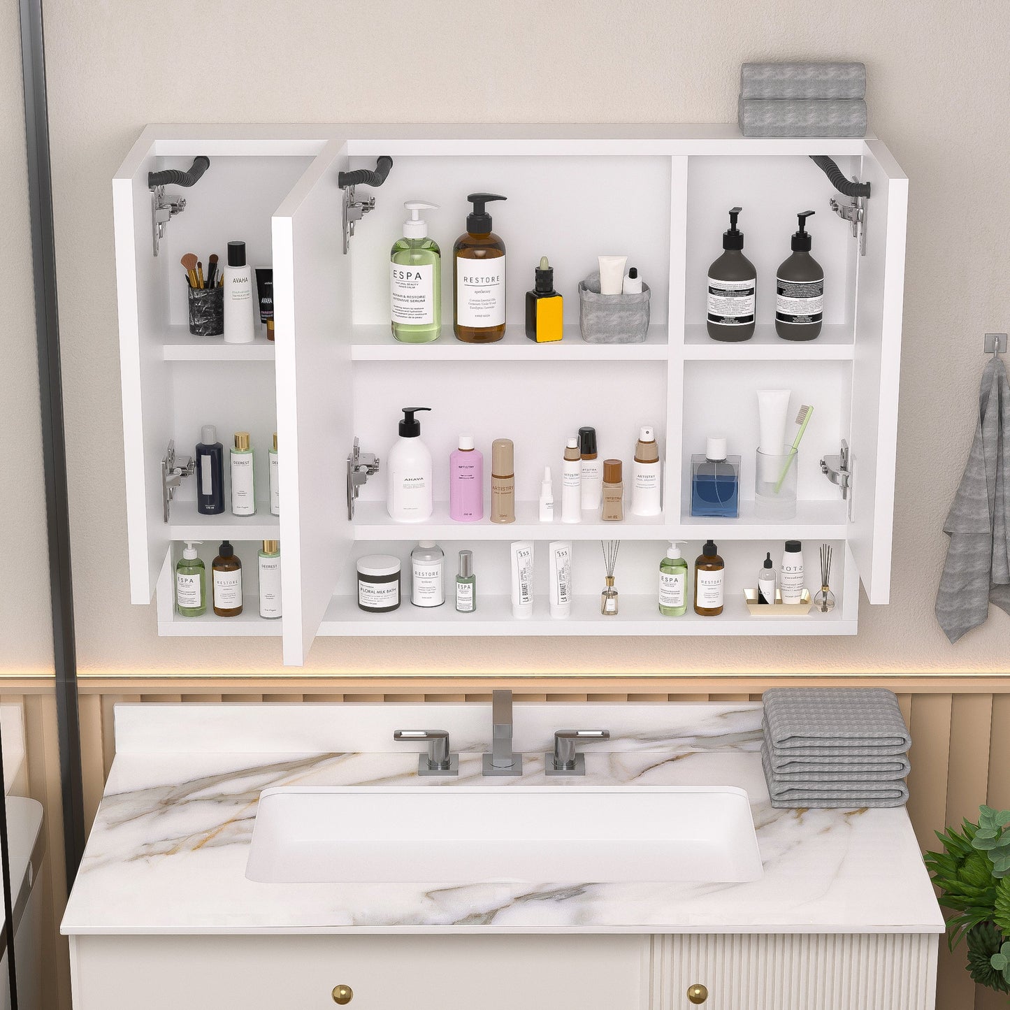 Modern 39x28 Inch Bathroom Medicine Cabinet with LED Lights
