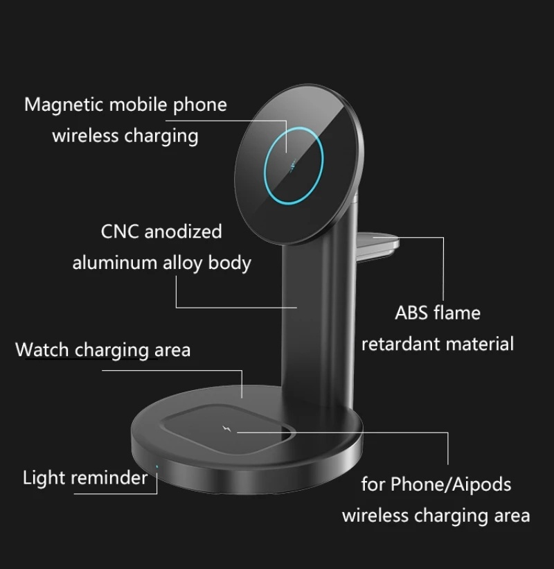 Chargeur sans fil Premium MagSafe 3-en-1 - Charge rapide 15W