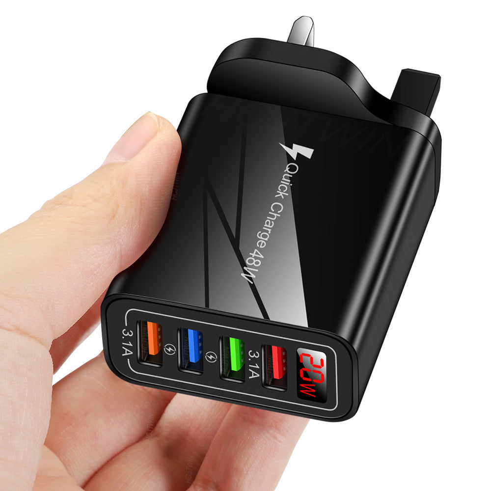 4-Port USB Digital Display Mobile Phone Charger