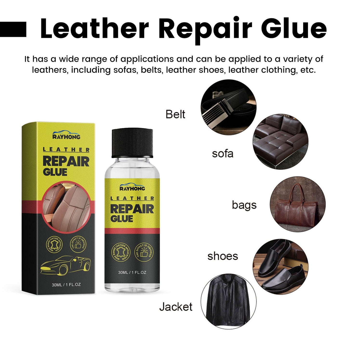 RAYHONG Leather Repair Glue, Reconditioning Leather Seat Leather Sofa Scratches And Cracks Repair Liquid - Korvel