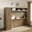 Full Size Murphy Bed with Wardrobe, Drawers and Open Shelves, Antique Grey - Korvel