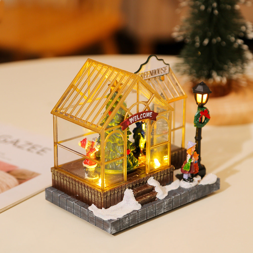 Christmas gifts, Christmas decorations, glowing music, houses, resin crafts, creative desktop ornaments - Korvel