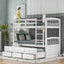 Twin over Twin Wood Bunk Bed with Trundle and Drawers White - Korvel
