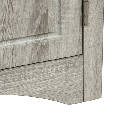 Oak Triangle Bathroom Storage Cabinet with Adjustable Shelves, Freestanding Floor Cabinet for Home Kitchen - Korvel