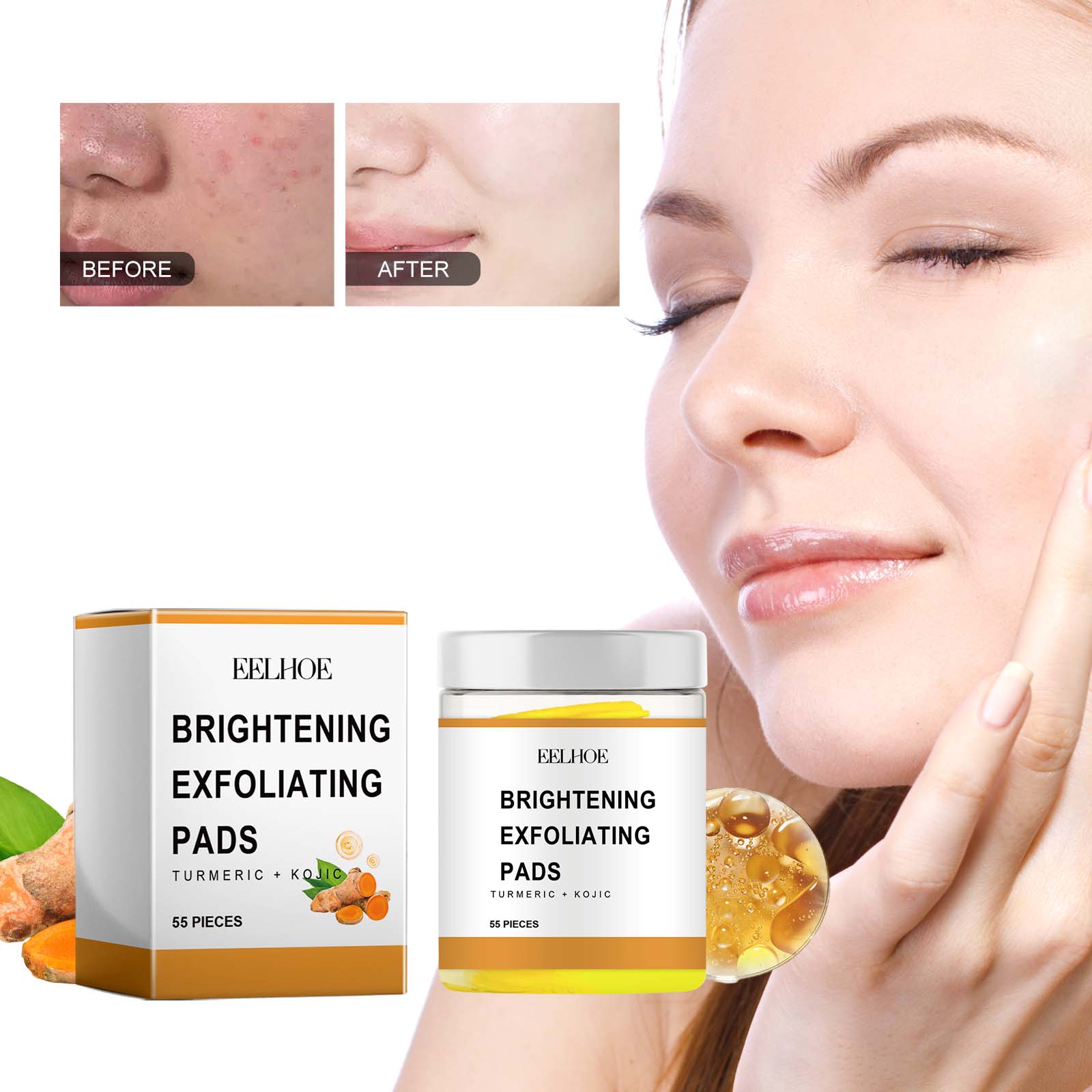 Brightening Exfoliating Pads, Gentle Exfoliation Shrinks Pores And Brightens Natural Shine With Elasticity - Korvel