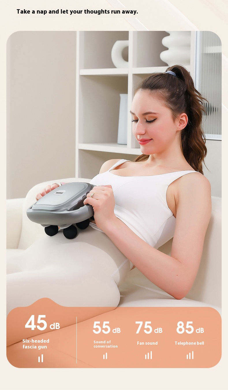 Vibrator Heated Fascial Gun Kneading Massage 6 Head Back Massage Gun For Muscles - Korvel