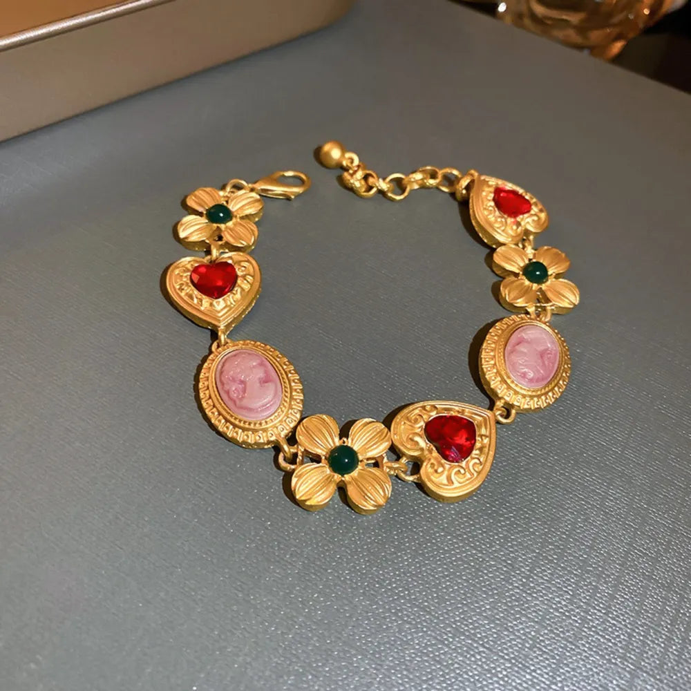 Copper Inlaid Rhinestone Vintage Bracelet - Korvel