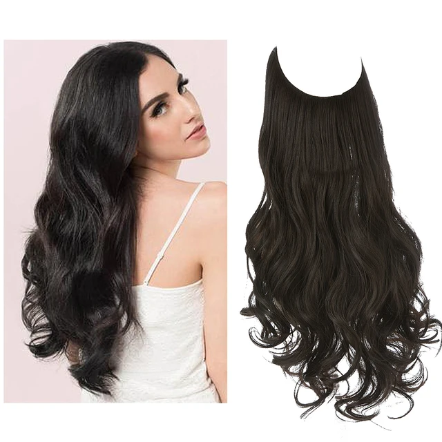 One-piece women's hair extension piece with abundant hair volume U-shaped fishing line invisible and natural long curly hair - Korvel