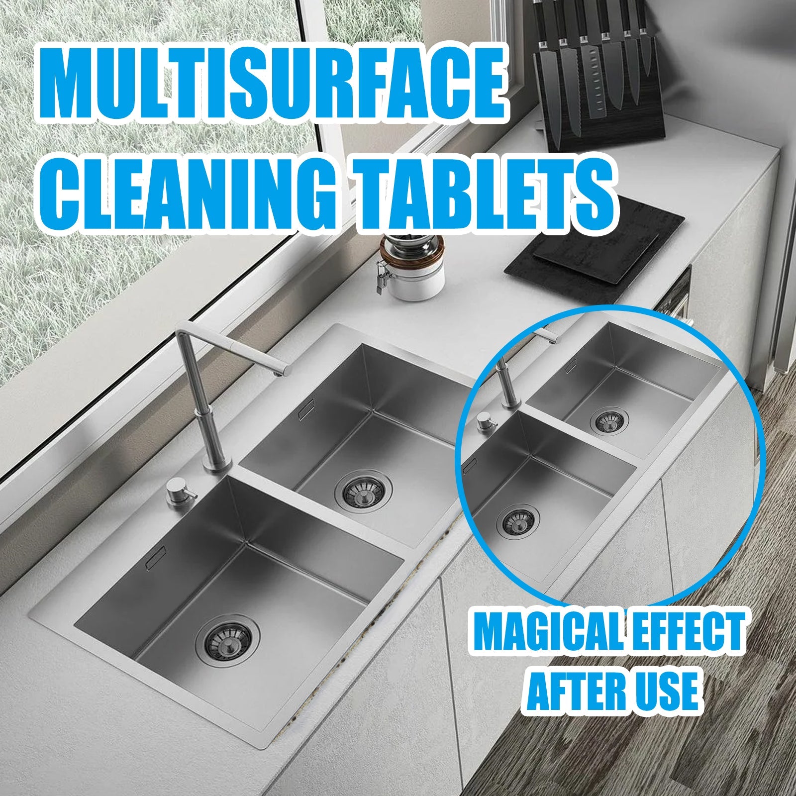 Multi-Surface Cleaning Effervescent Tablets, Cooktop Tile Bathroom Kitchen Mildew Stains Clean And Clean - Korvel