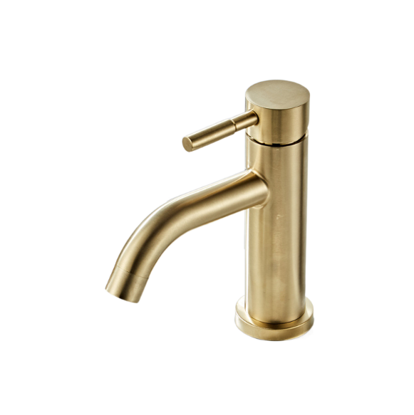 Faucet stainless steel brushed gold minimalist basin faucet hot and cold table up and down basin for household use - Korvel