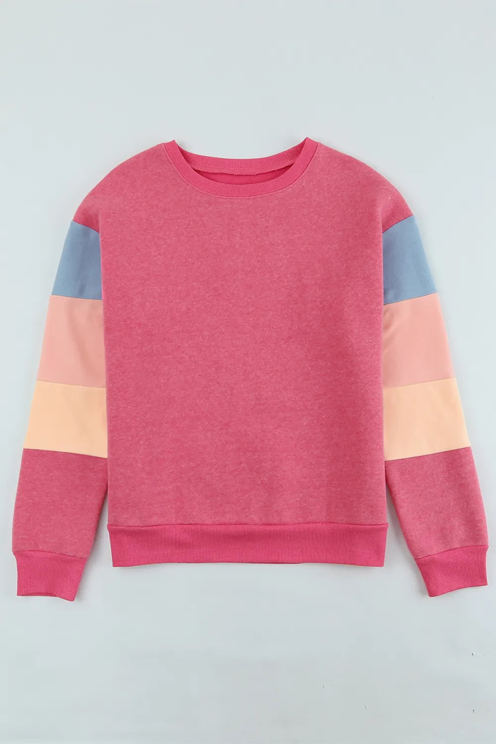 Color Block Round Neck Long Sleeve Sweatshirt - Korvel