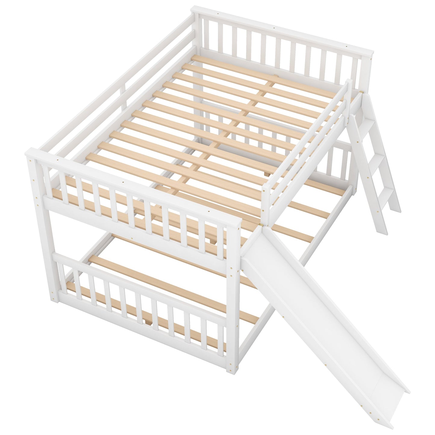 Full over Full Bunk Bed with Convertible Slide and Ladder  White - Korvel