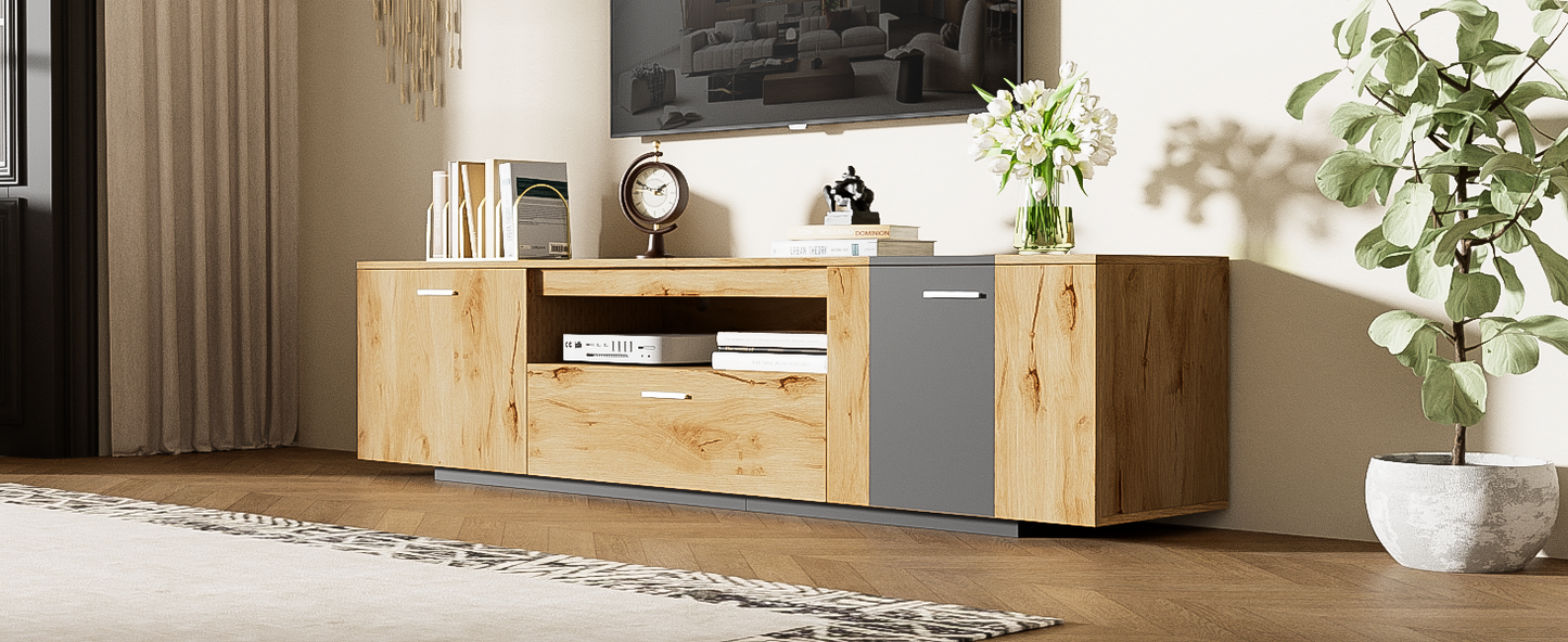 70 inch modern TV stand with 3 cabinets and drawers, entertainment center can accommodate TVs under 80 inches - Korvel
