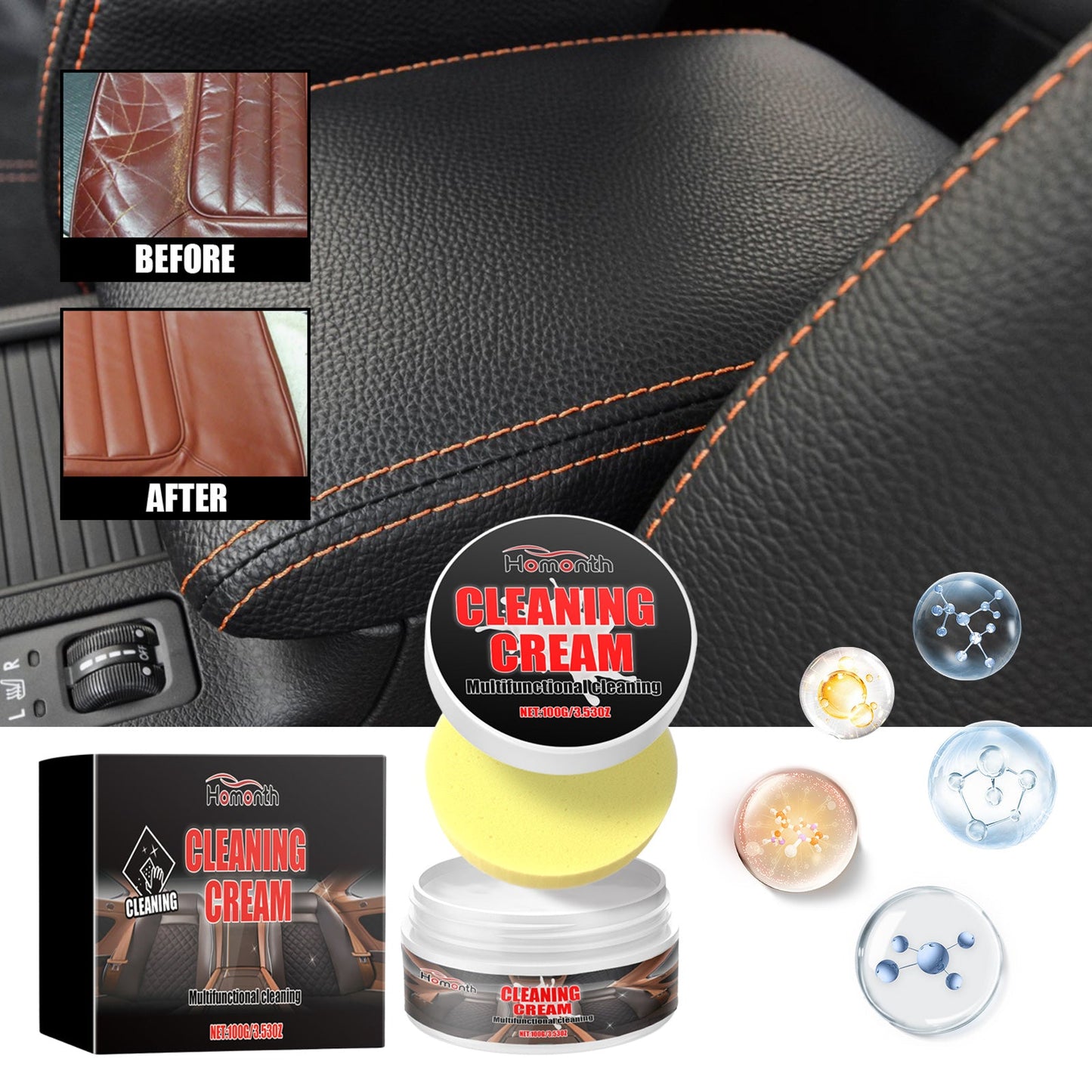 Cleaning Cream, Sofa Seat Polishing Complementary Color Brightening Scratch Care Repair Cream - Korvel