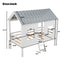 Twin Size Low Loft House Bed with Roof and Two Front Windows White - Korvel