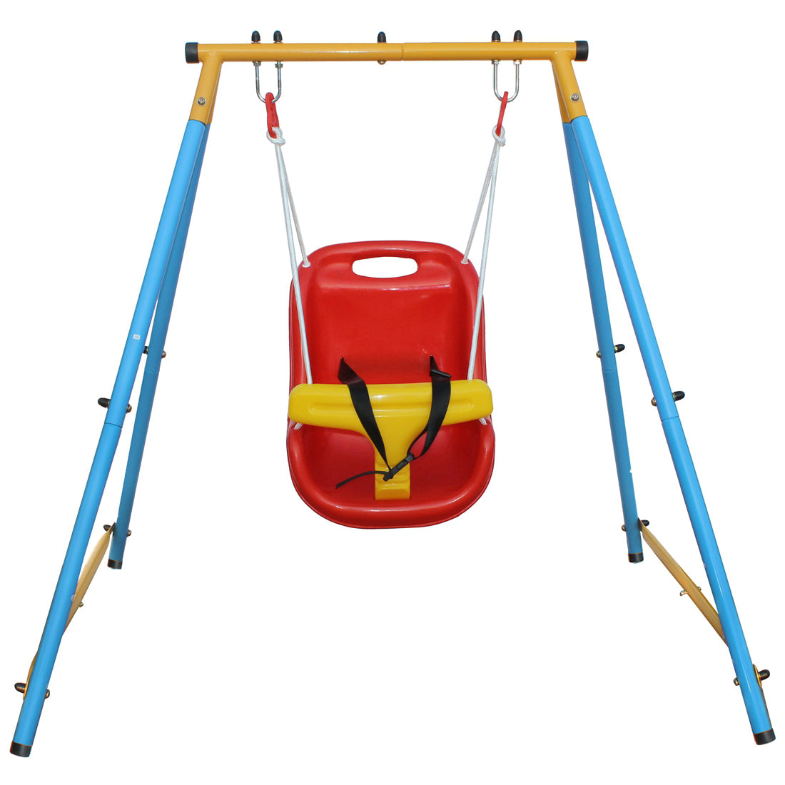 Baby Toddler Indoor/Outdoor Metal Swing Set with Safety Belt for Backyard - Korvel