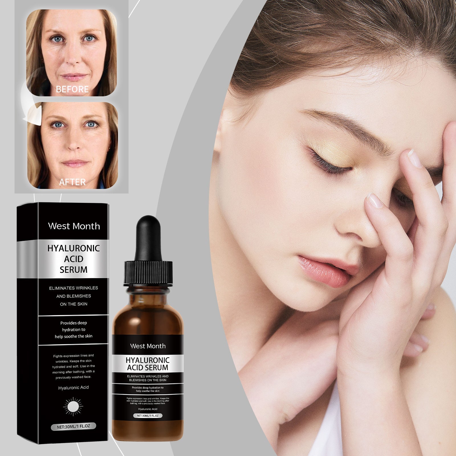 Hyaluronic Acid Facial Essence, Skin Hydrating Care Hydrating Skin Care Essence - Korvel