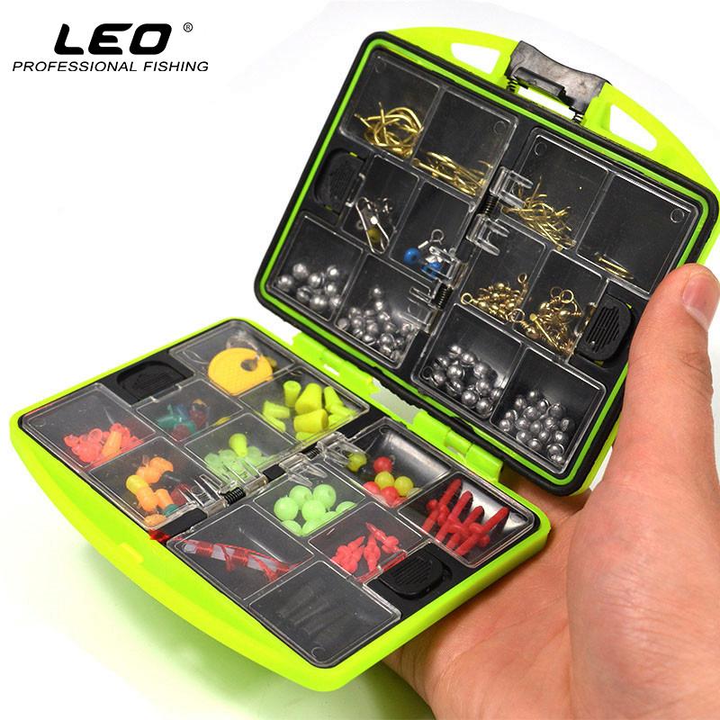 LEO 100Pcs/box Fly Fishing Accessories Box with Fishhooks Float Lead Sinker Swivel Connector Beads - Korvel