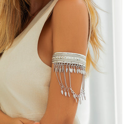 Western Cowboy Style Metal Tassel Arm Chain Bracelet
