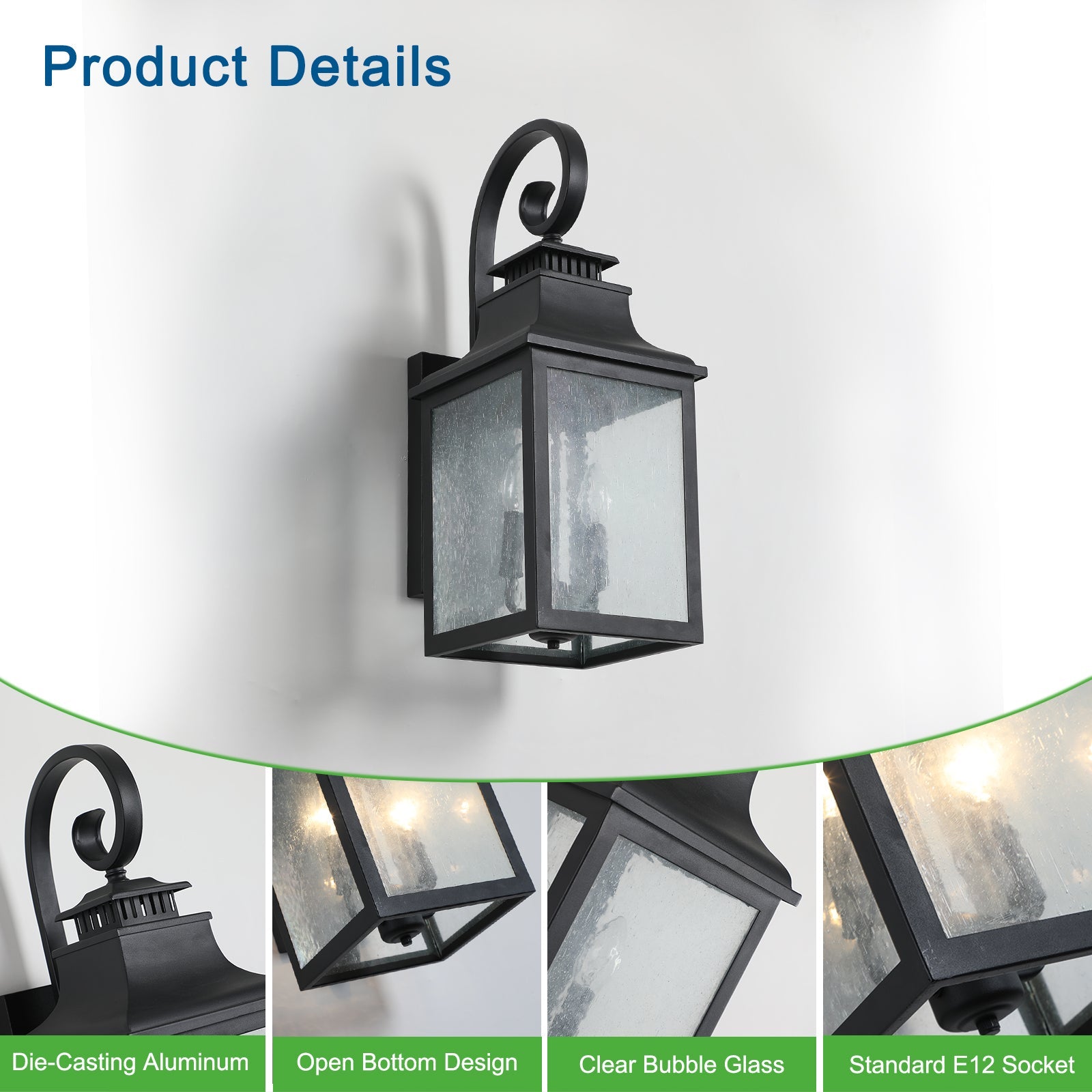 Large Outdoor Wall Lamps With Glass - Korvel