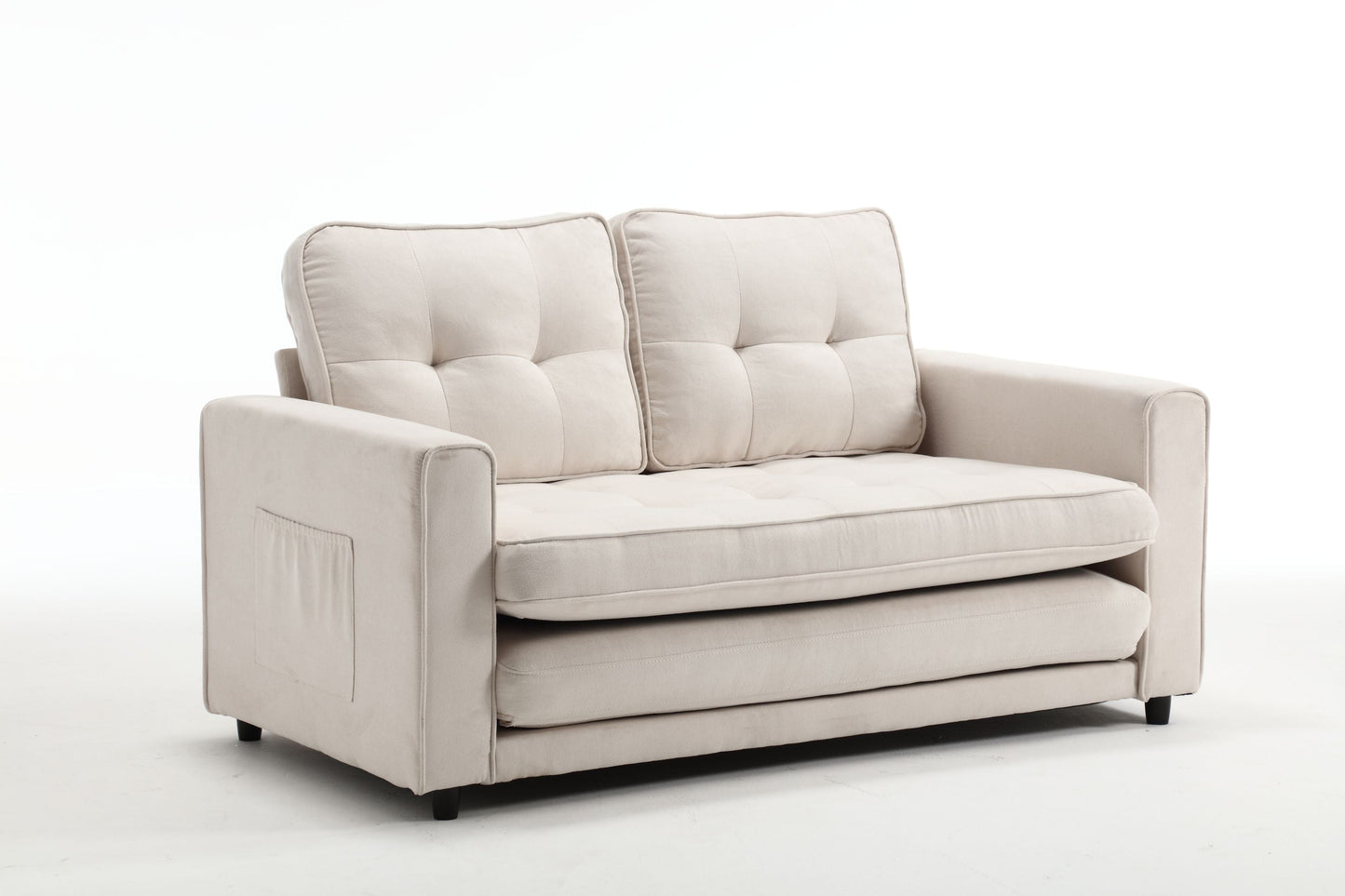 Canapé-lit futon convertible 3 plis - Gris foncé, Gris clair et Beige