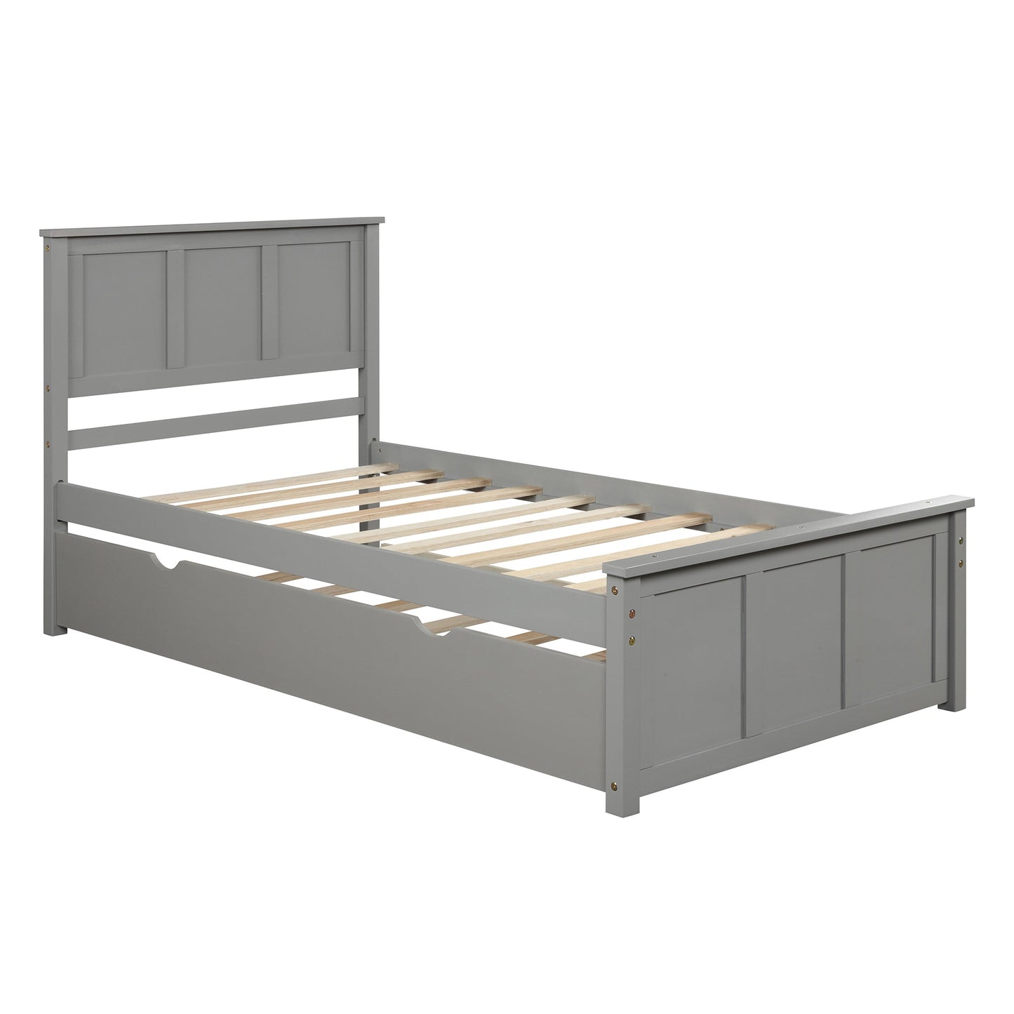 Cama Plataforma Gris con Estructura de Cama Trundle de Tamaño Individual