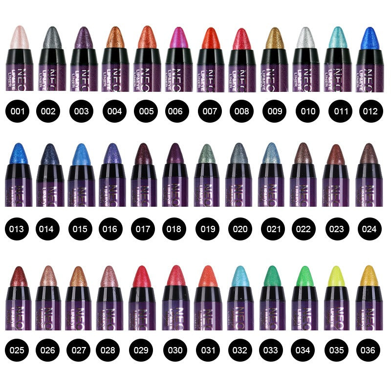 KISS SUSY 36 color eye shadow pencil stick lip pencil 2 in 1 is not easy to smudge - Korvel
