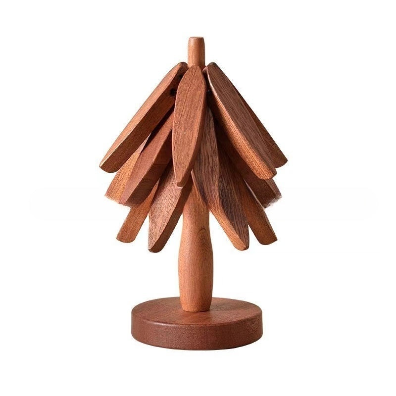 Wooden Creative Walnut Tree Solid Wood Insulation Mat Christmas Tree Insulation Table Mat Household Cup Mat Sand Pot Mat - Korvel