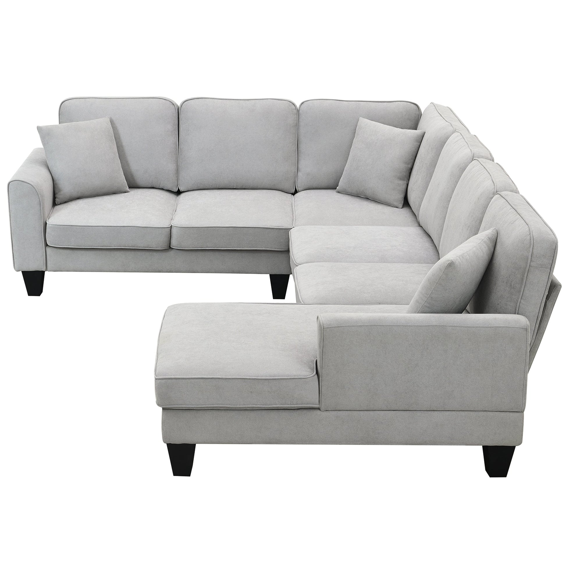 [VIDEO provided] [New] 108*85.5" Modern U Shape Sectional Sofa 7 Seat Fabric Sectional Sofa Set - Korvel