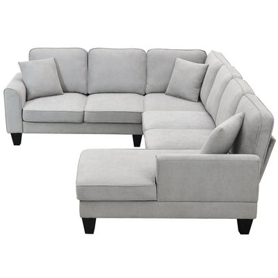 [VIDEO provided] [New] 108*85.5" Modern U Shape Sectional Sofa 7 Seat Fabric Sectional Sofa Set - Korvel