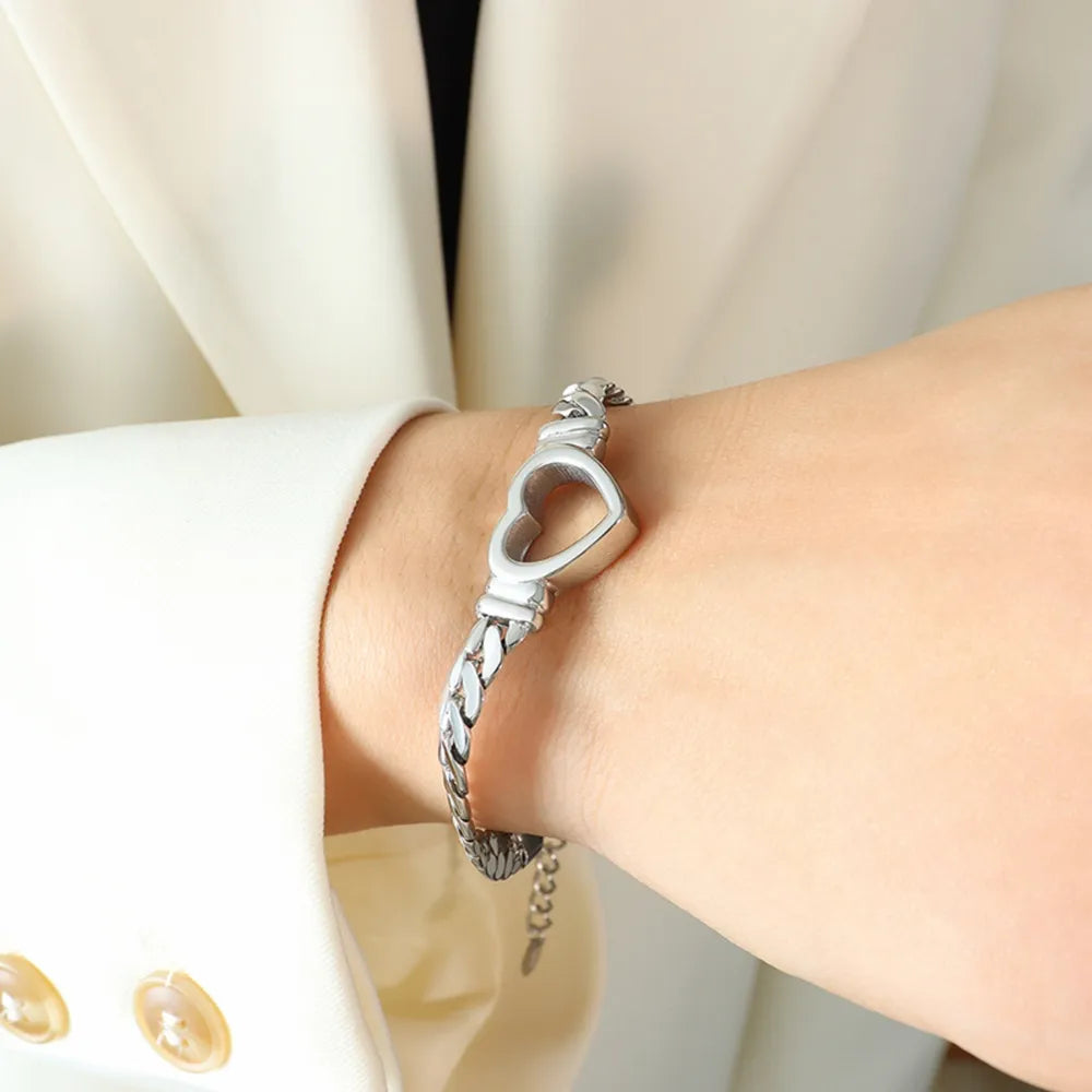 Titanium Steel Cutout Heart Bracelet - Korvel