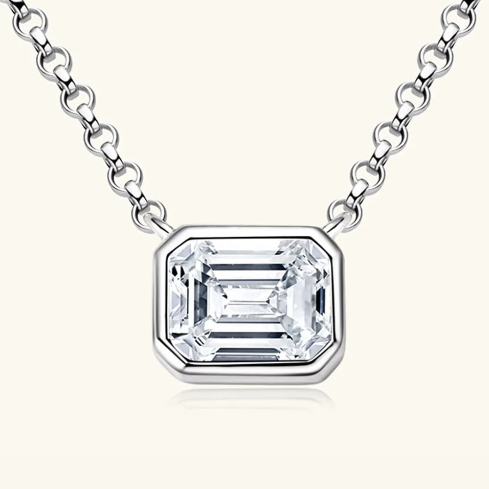 1 Carat Moissanite 925 Sterling Silver Pendant Necklace - Korvel