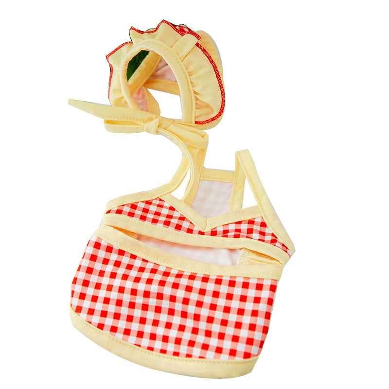 Stylish Pet Swimsuit with Cap for Cats and Dogs