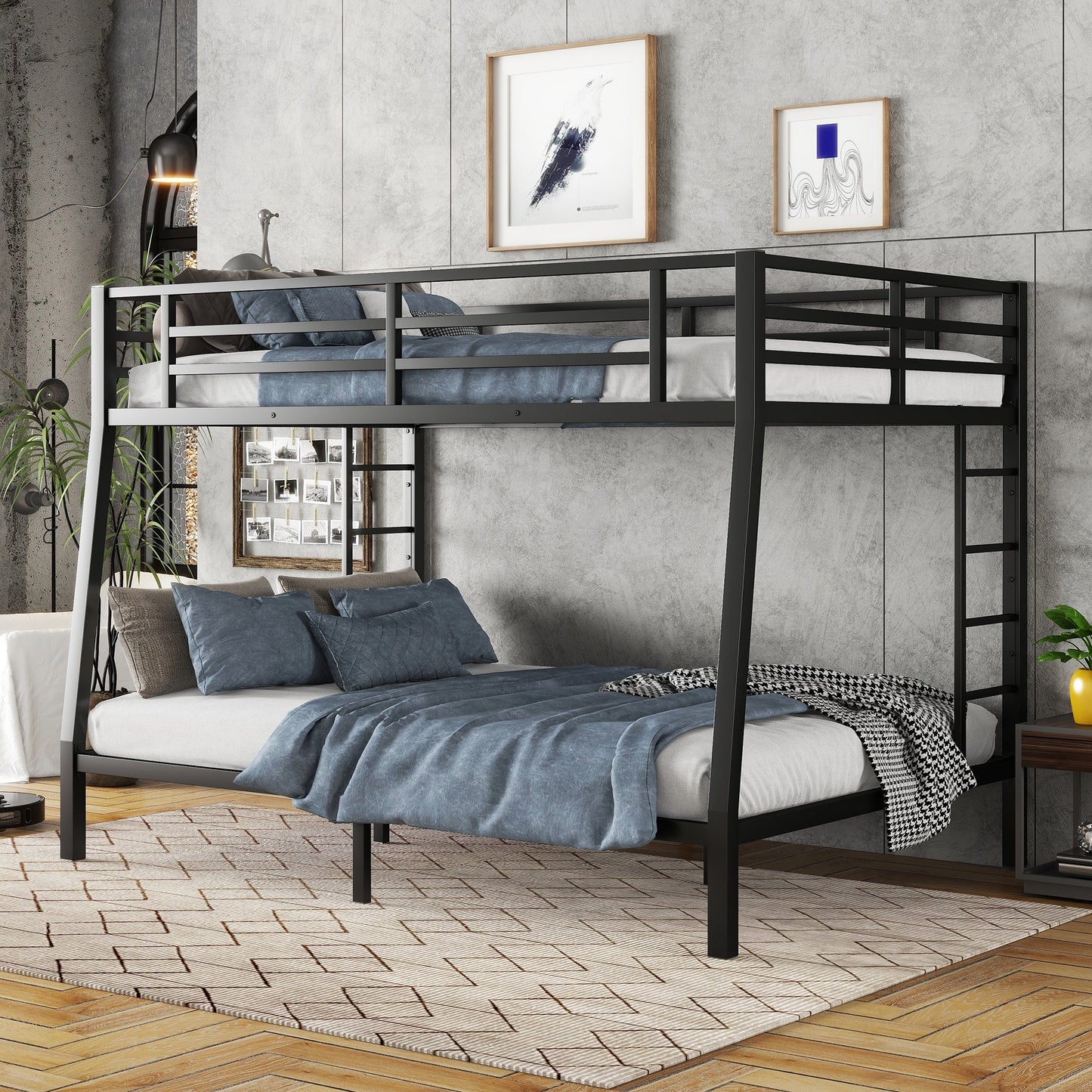 Metal Full XL over Queen Bunk Bed - Space-Saving Design