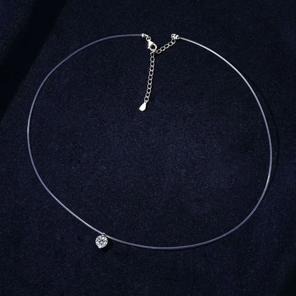 1 Carat Moissanite Necklace in 925 Sterling Silver