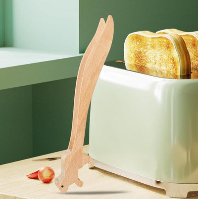 Pine Wood Squirrel Toast Tongs for Kitchen & Dining