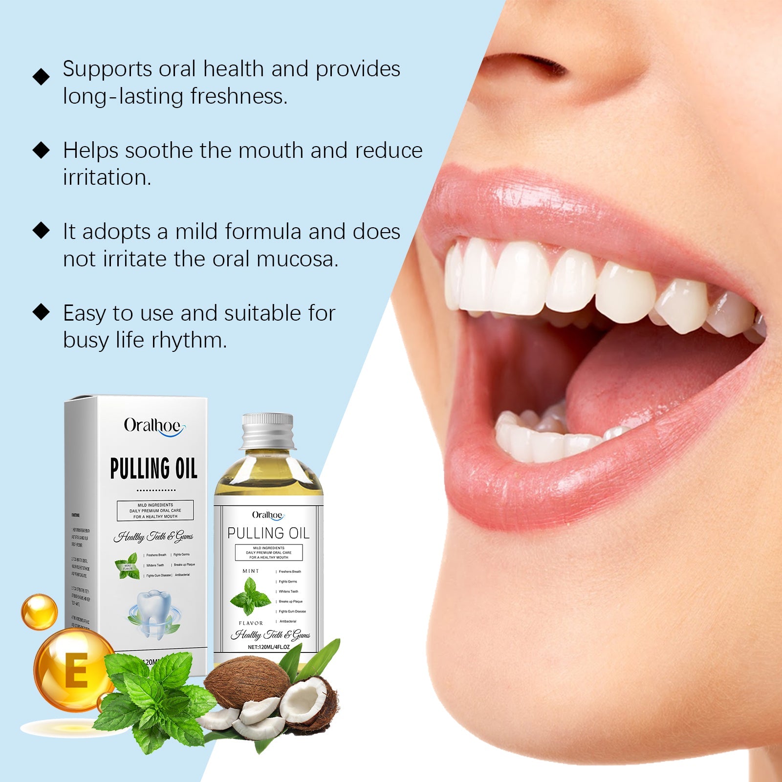 Mouth Coconut Mouthwash Fresh Breath Clean Odor Stains Stains And Beautiful Teeth Mouthwash - Korvel