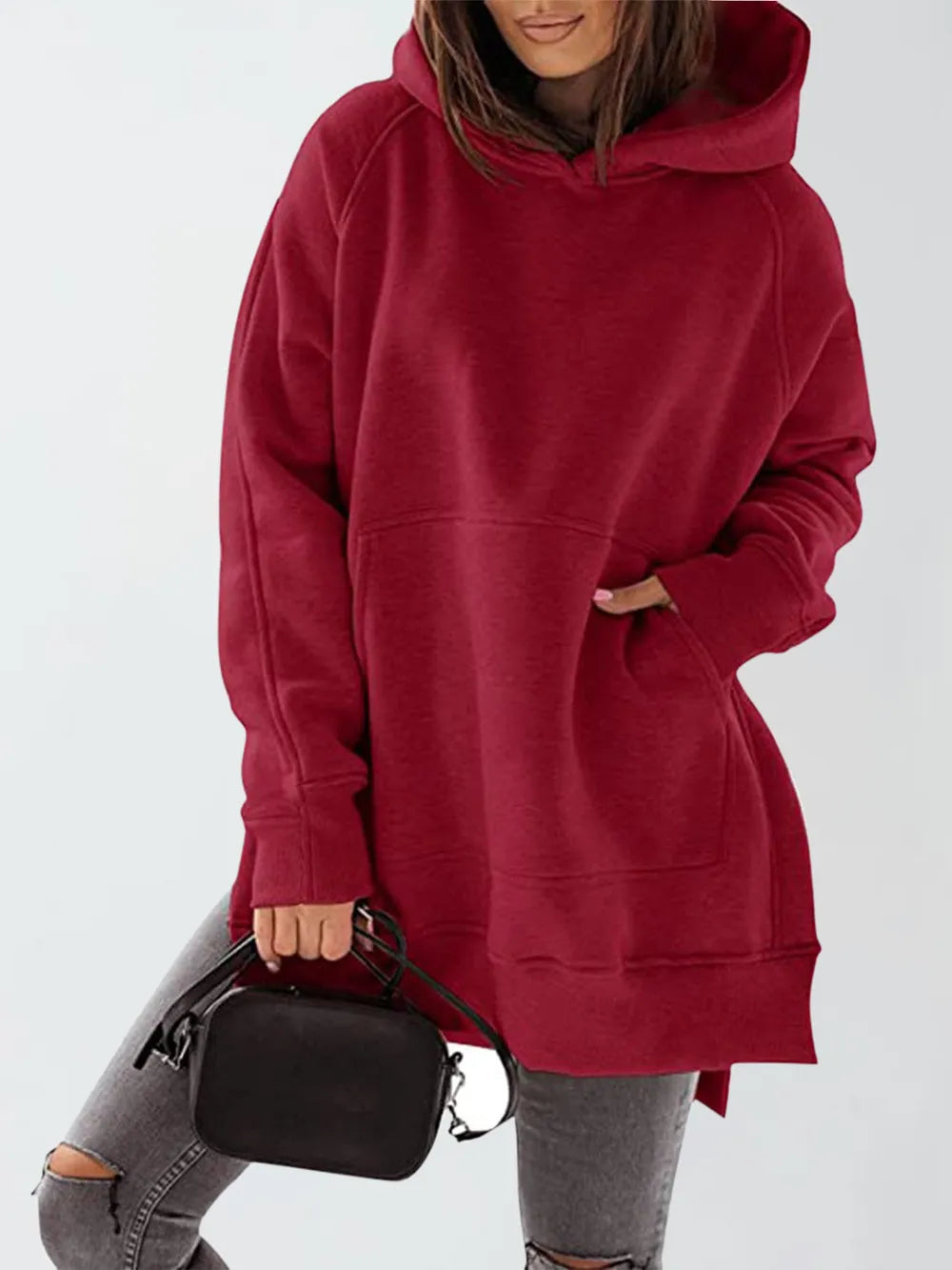 Sudadera con Capucha de Manga Raglán y Bolsillos Laterales