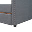 Cama nido tapizada de tamaño individual con dos cajones - Gris