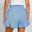 Women's cotton and linen shorts with ruffled edges and drawstring casual pants for women - Korvel