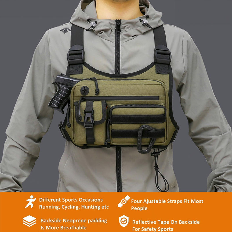 Men's Tactical Chest Bag - EDC Waterproof Anti-Theft Vest for Outdoor Cycling & Running - Korvel