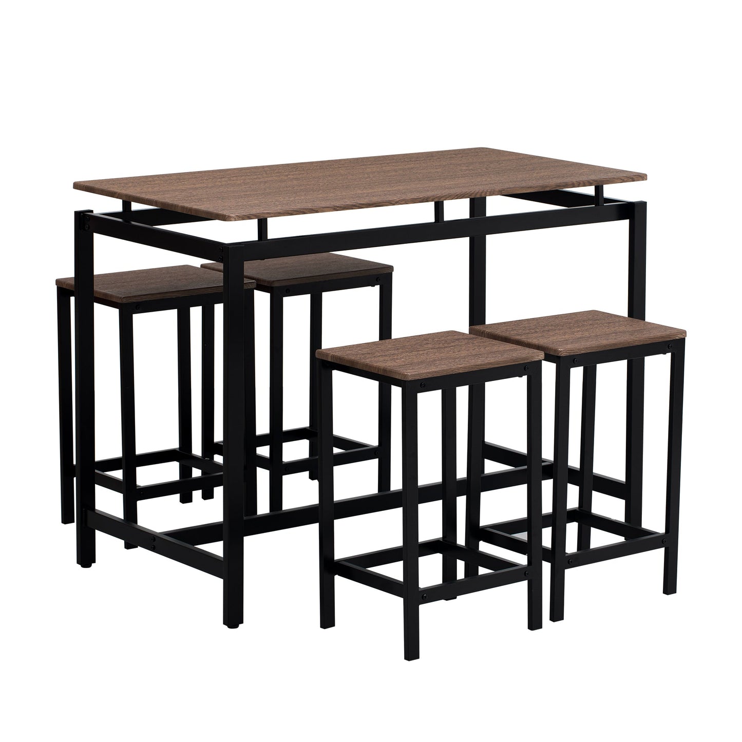 TREXM 5-Piece Compact Bar Table Set - Modern Industrial Design