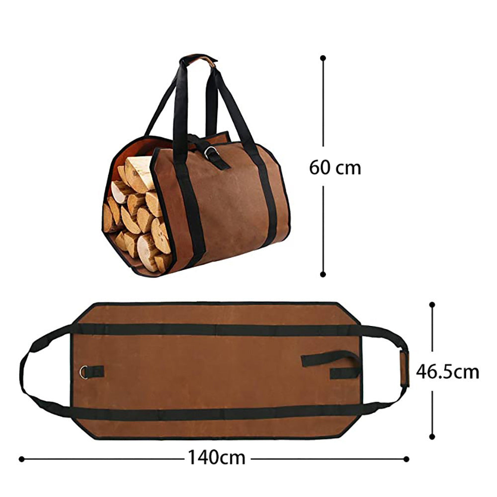 Outdoor Firewood Storage Bag Firewood Transport Bag Canvas Tote Bag Wood Carrier - Korvel