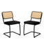 Dining Chairs Set of 2 velvet wicker side decorative chairs, black painted legs, modern medieval Bruell designed chairs, - Korvel