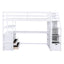 Twin Size Loft Bed with Desk and Shelves  Two Built-in Drawers  Storage Staircase White - Korvel