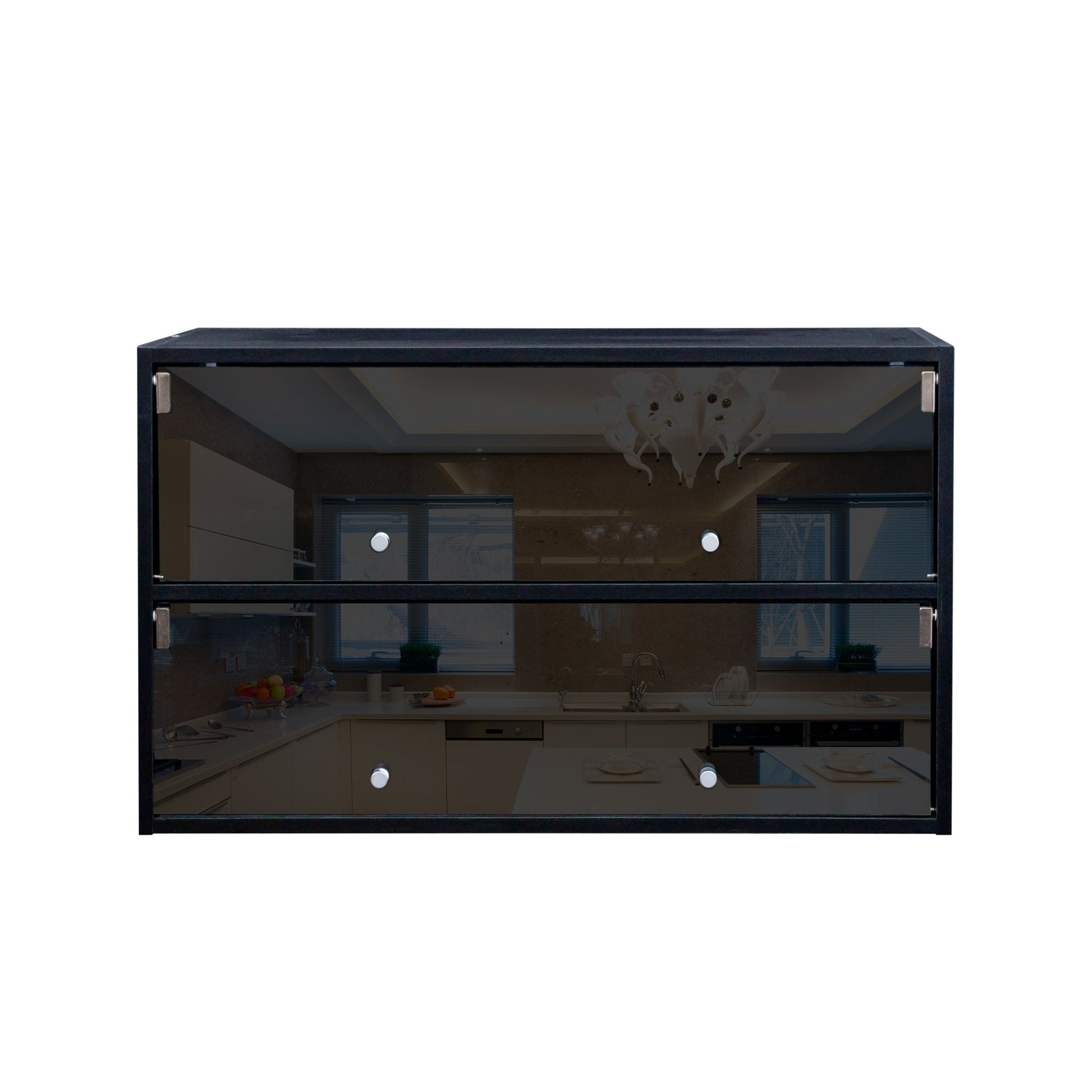 Black Glass Door Shoe Box Shoe Storage Cabinet With RGB Led Light - Korvel