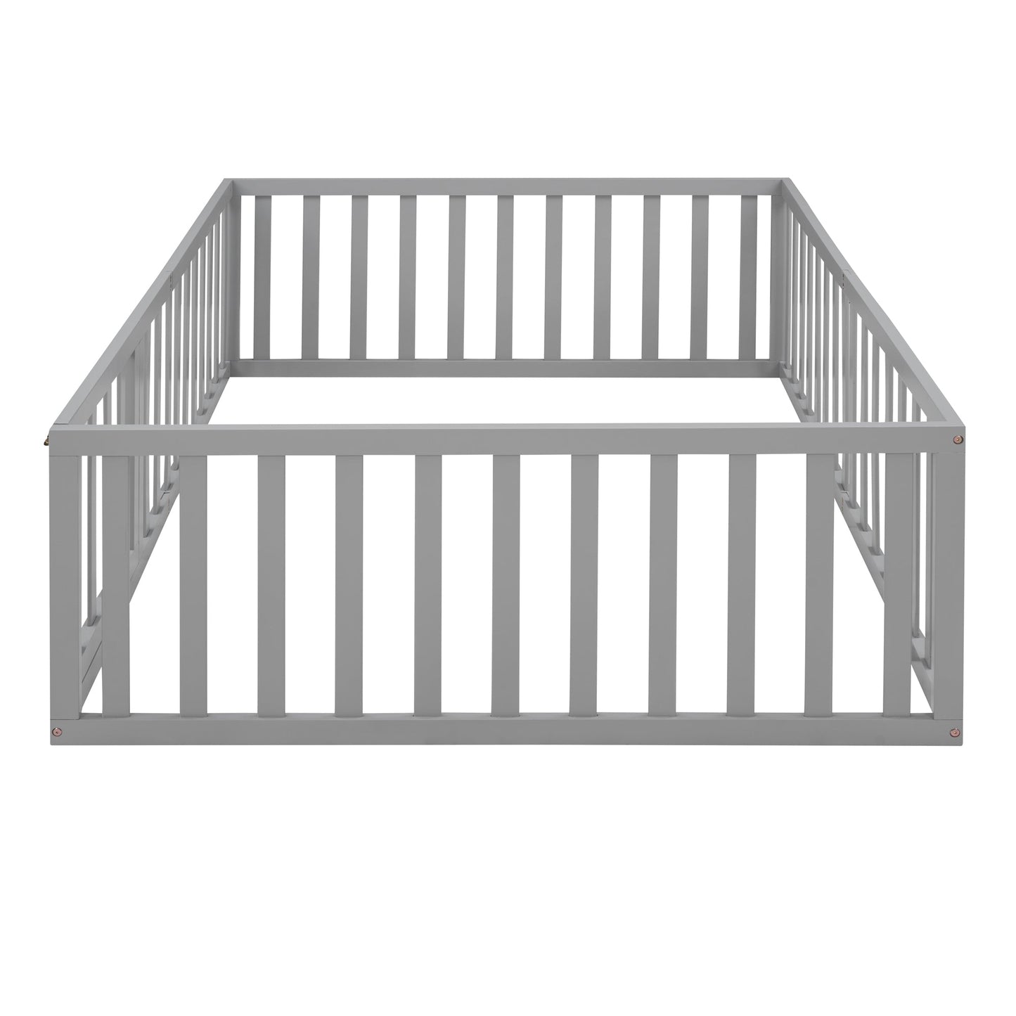 Full Size Gray Wood Daybed Frame with Fence